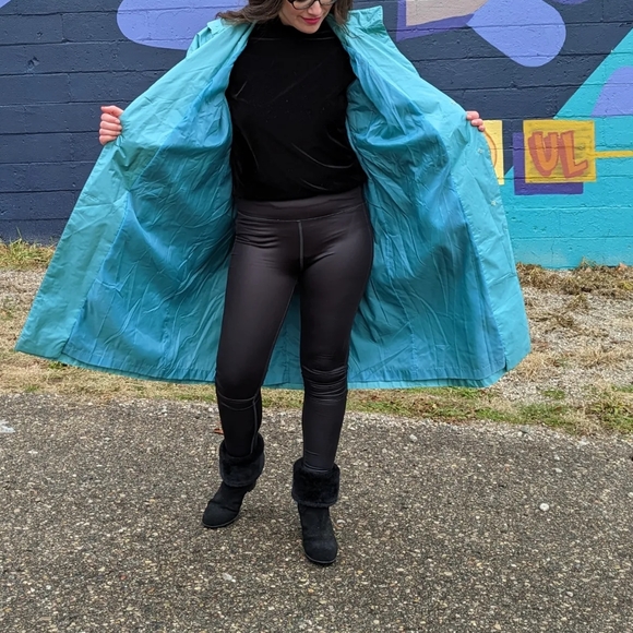 Potomac Collection Aqua Blue Trench Coat - Picture 4 of 9